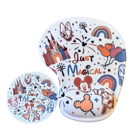 Mickey Mouse Magic Kingdom Ergonomic Mousepad and Coaster NIB Pain Relief - Picture 1 of 3